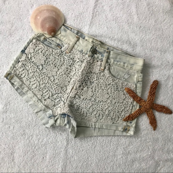 🌹2/$25🌹 A&F jean shorts with crochet detail (5a) - Picture 7 of 7